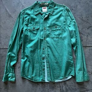 Mens Levis Green Long Sleeve Button Up